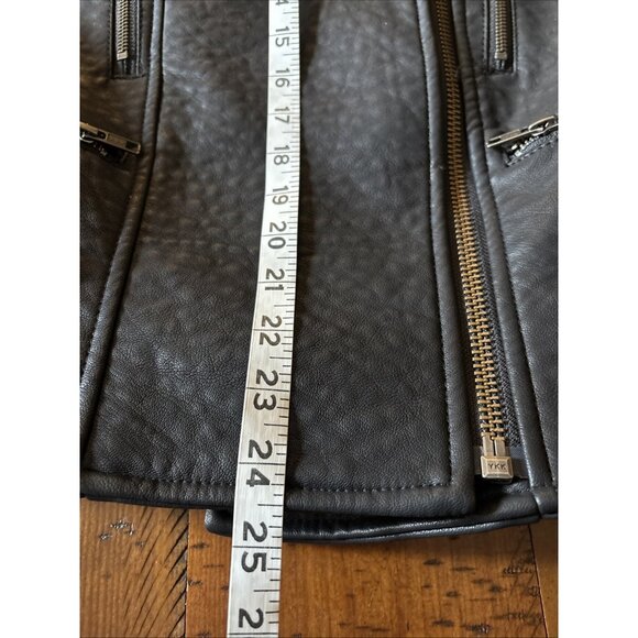 Free People Faux Black Leather Biker Jacket Size 10 - Picture 6 of 7